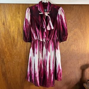 VINCE CAMUTO Pink Autumn Flame Dress w Bow Sz 6